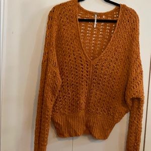 Free people burnt orange v-neck sweater